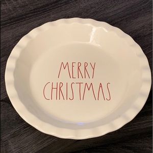 Rae Dunn Red LL Merry Christmas Pie Dish NEW